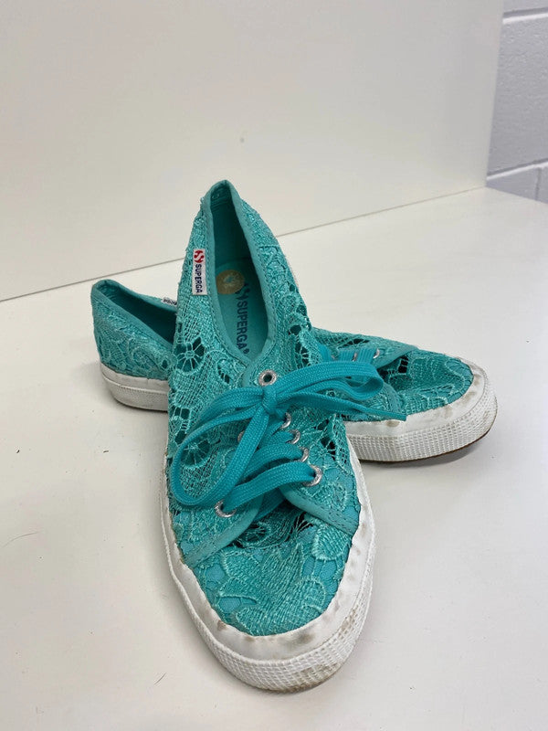 Fabulous SuperGa teal lace delicate pumps UK6 classics JR001