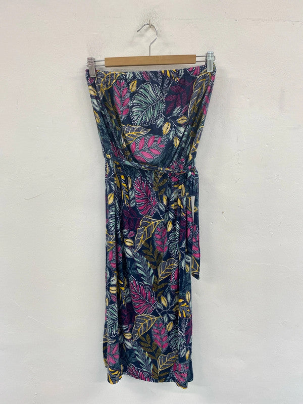 TU Fabulous Navy Botanical Pattern Bandeau Dress UK 10 SR006