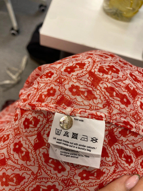 Lovely esprit red white semi sheer cami UK 12 MM005