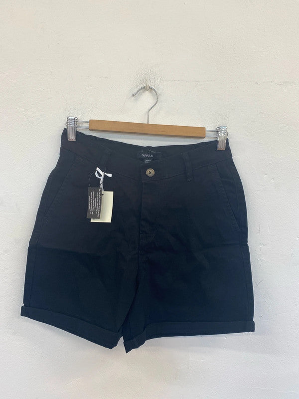 Capsule Stylish Black Chino Shorts UK 10 AO001