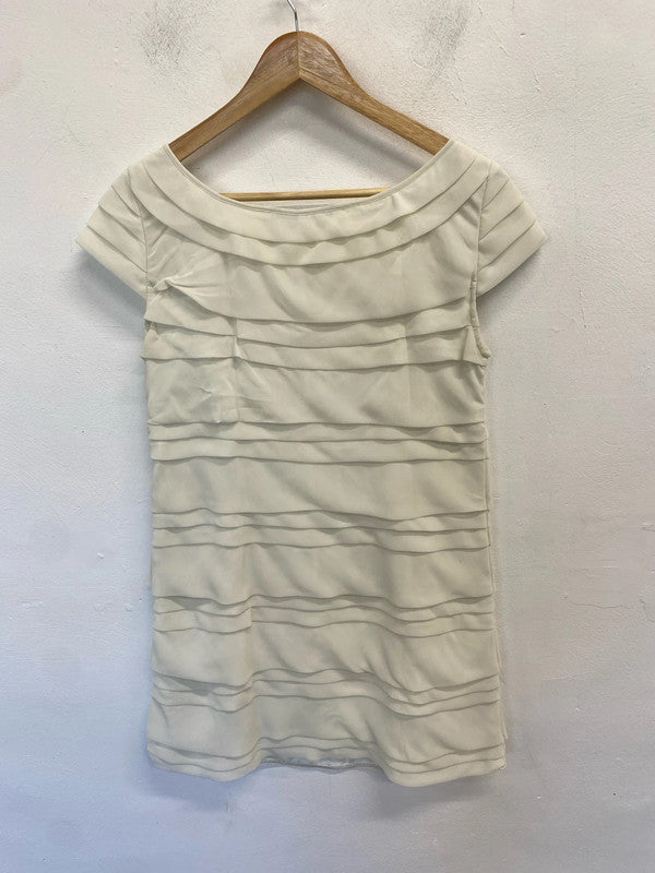 Lovely French connection cream tiered midi dress UK M/L AE001