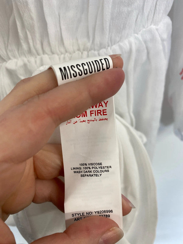 Missguided Stylish White Bardot Tassel Dress UK 10 Tall MB001