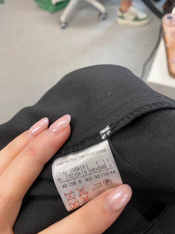 Stunning miso black beige lace maxi formal mermaid dress UK 12 MS002