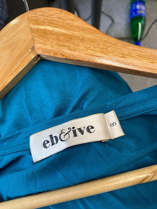 Fabulous Eb&Ive turquoise blue tiered smock jersey dress Uks SR006