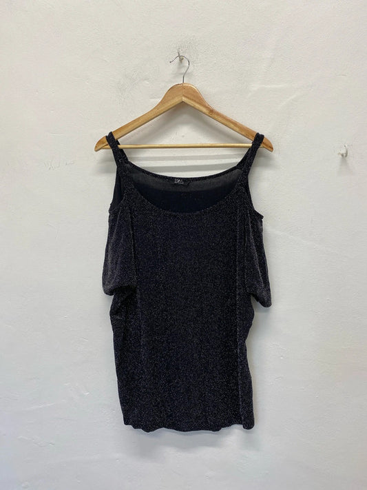 Fabulous simply be sparkly black cold shoulder top Uk20 RM002