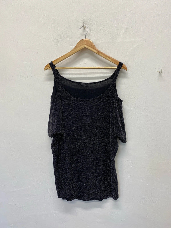 Fabulous simply be sparkly black cold shoulder top Uk20 RM002