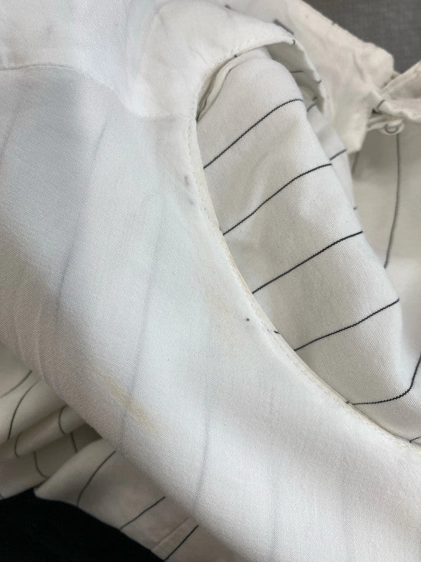 Oliver Bonas Stylish White & Black Stripe Keyhole Back Midi Dress UK 16 VW001