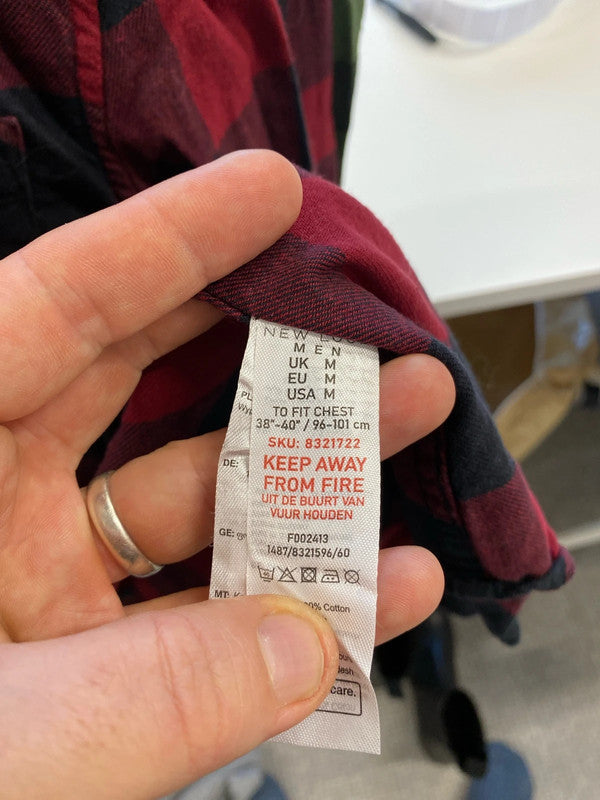 Duo of classic check New Look shirts red green black M #2 JR001