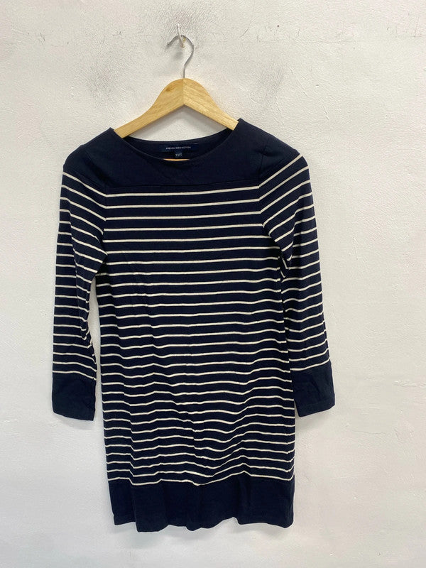 Lovely French connection navy stripe long sleeve Bodycon dress UK 8 MM005
