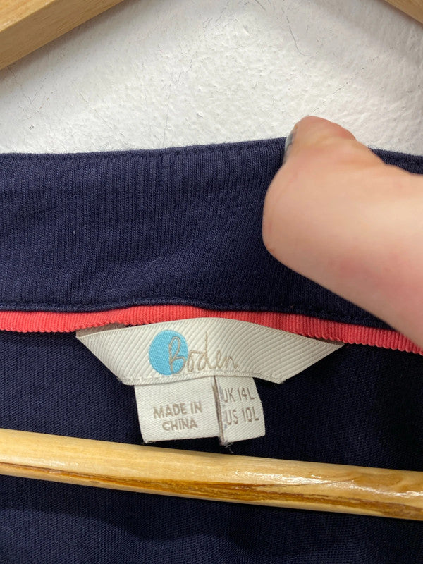 Fabulous Boden navy embroidered jersey dress Uk14 L KN003