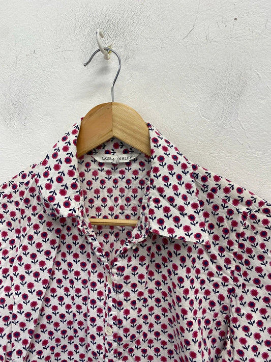 Lovely Laura Ashley white pink floral shirt UK 12 MM005