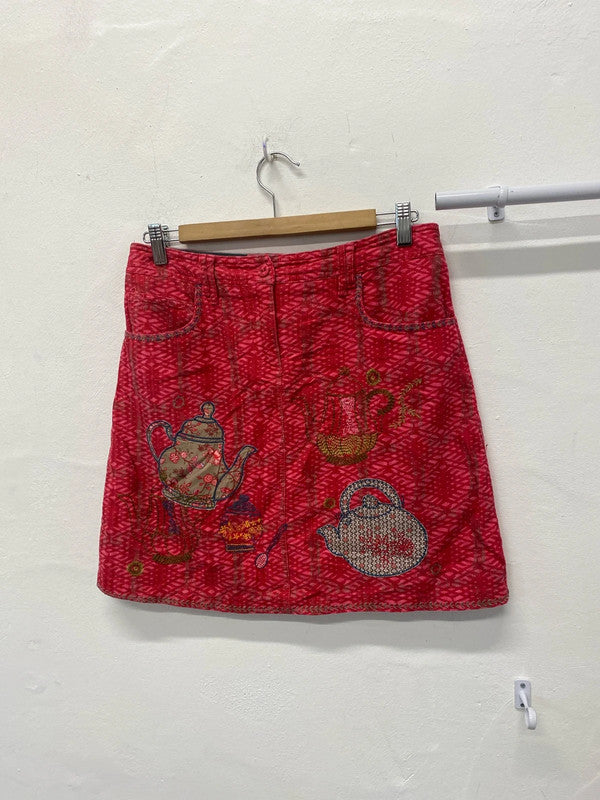 Fabulous Skirt from White Stuff embroidered Mini Raspberry red Uk8 MM005