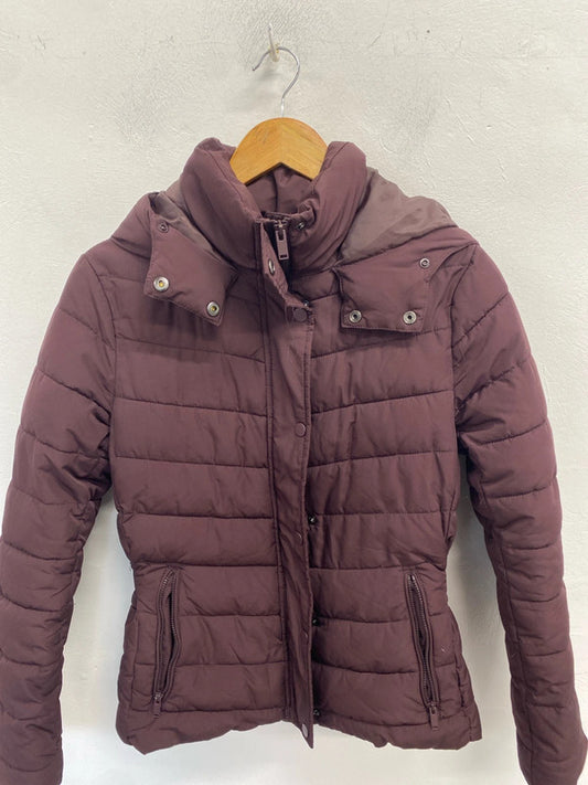 Fabulous h&m burgundy puffer jacket with hood UK 8 JH001