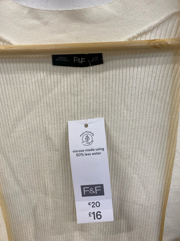 F&F Chic Cream Ribbed Sleeveless Cardigan Size 20-22 IM001