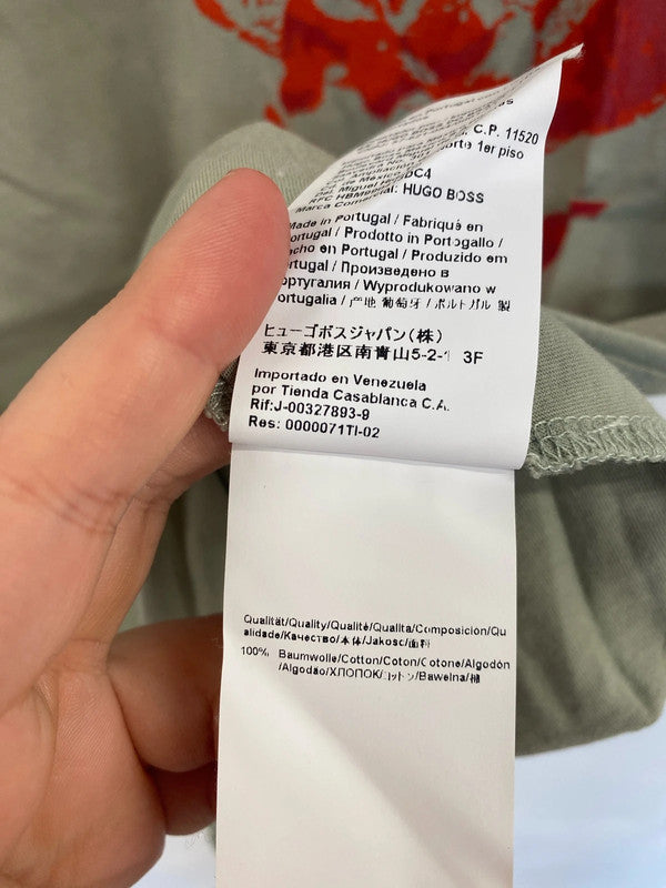 Hugo Boss Orange Label Stylish Khaki & Red Botanical Shirt Size M SW001