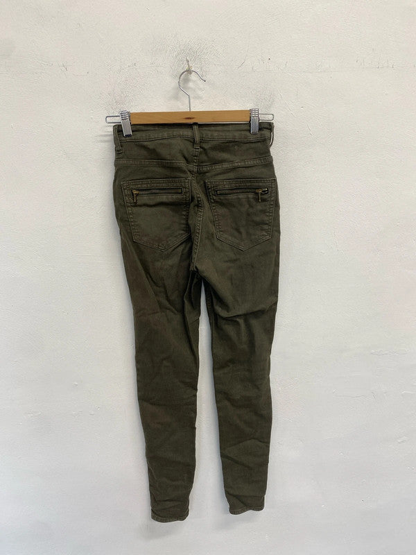 Lovely h&m khaki zip pocket jeans UK 10 JA001