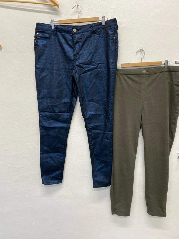 Fabulous duo of leggings sparkly blue & Khaki Uk20 #8 YM001