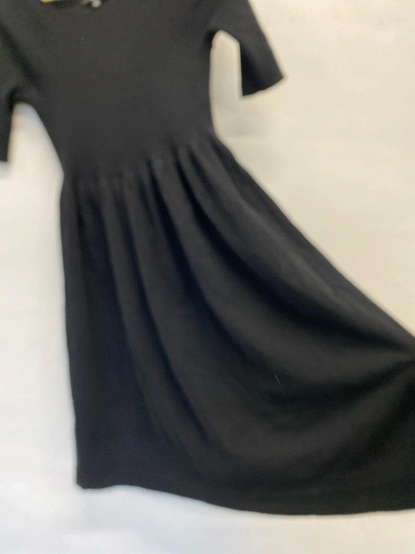Fabulous Uniqlo stunning black fit & fare dress midi UkM JR001