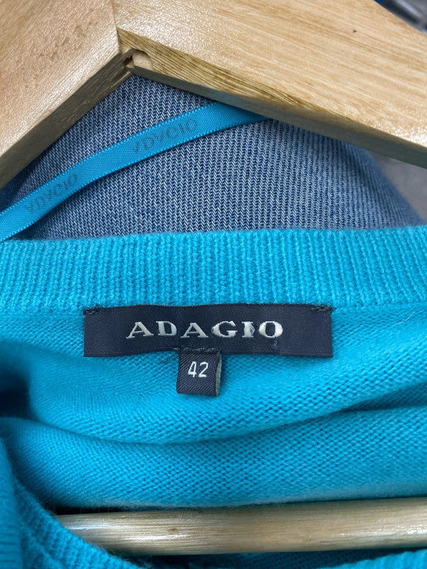 Fabulous Italian Adagio double V neck tight knit jumper Uk12/14 KD001