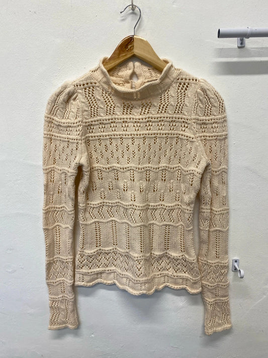 Fabulous Peach crochet knit wool blend jumper Uk10 JB001