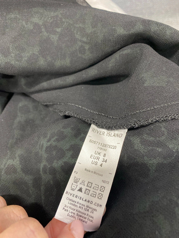 Stunning river island green black leopard smock dress UK 8 KM004