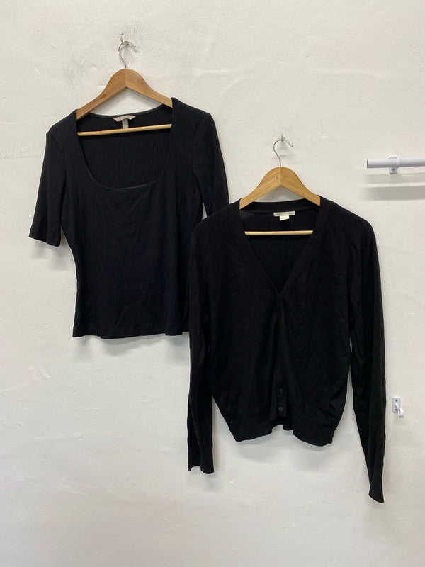 Fabulous Duo of Black knit wardrobe essentials H&M UkL Cardigan & top #22 KM003