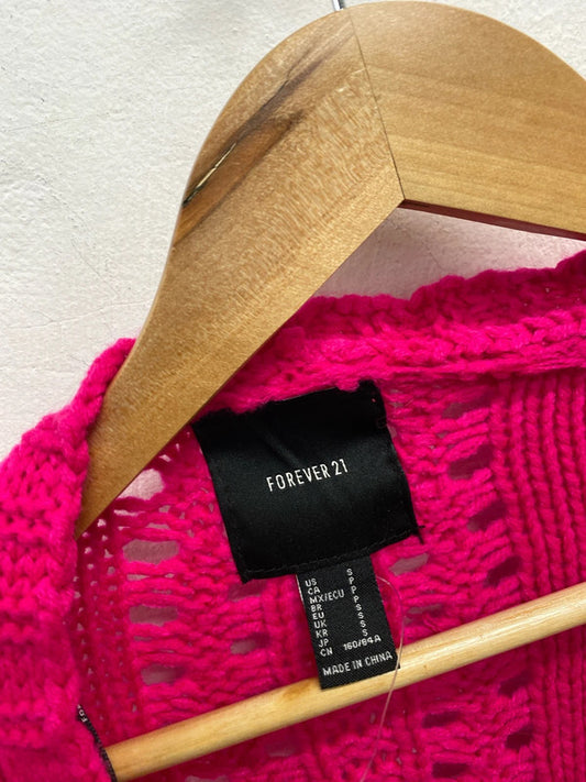 Lovely forever 21 pink knit crochet cardigan UK S HA001