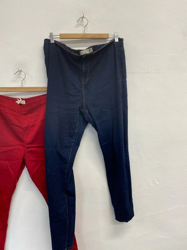 Lovely duo of jeans M&S H&M red navy UK 18 #4 YM001