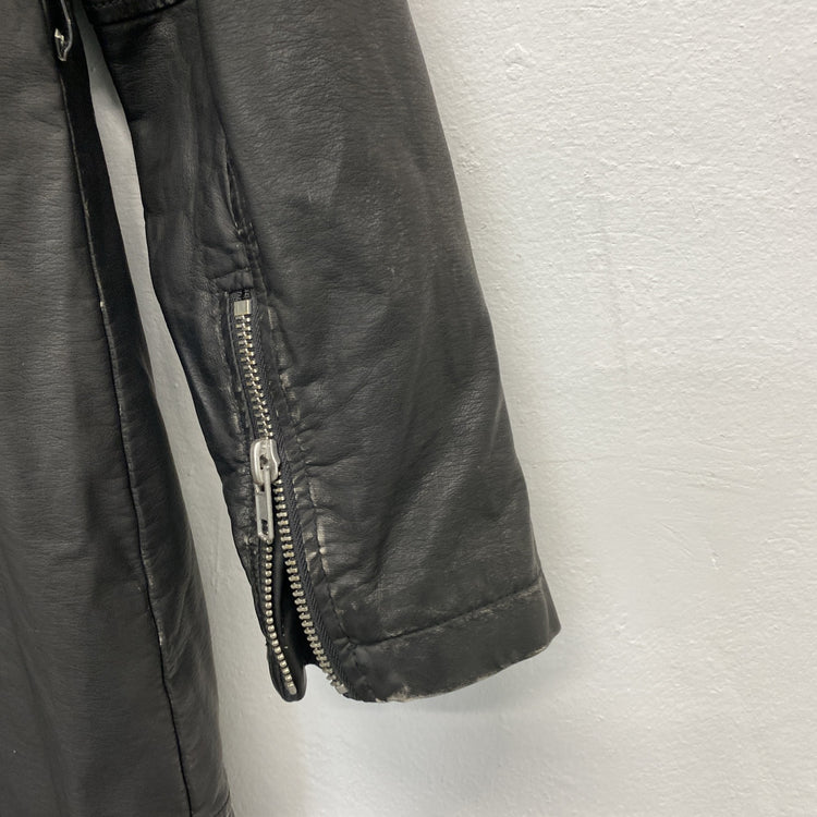 Free People Isabelle Distressed Vegan Leather Moto Jacket Size M SS002