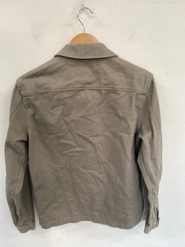 Classic River Island chore jacket denim canvas S khaki grey SD001