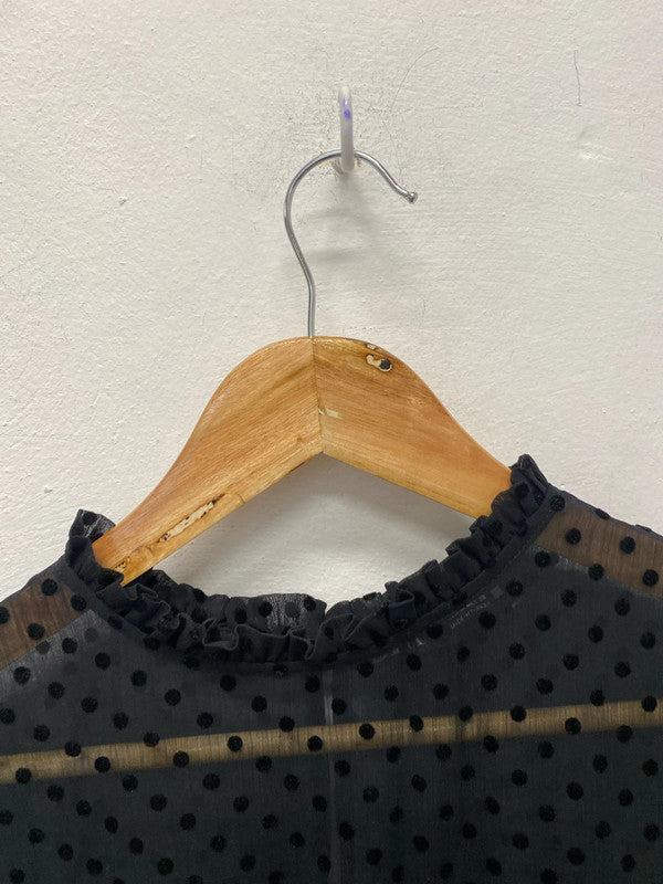 Fabulous black spotty smock dress mesh overlay from Zara UkM LB005