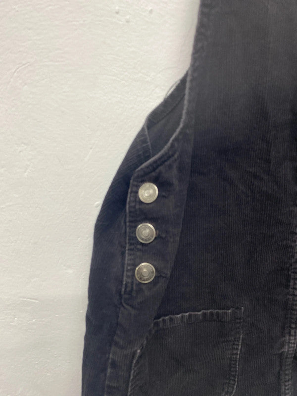 Fabulous Black charoacl cord pinafore Mini dress Primark Uk12 MA003