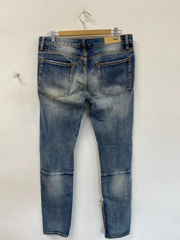 MNML biker jeans zip ankle fade 33” LL003