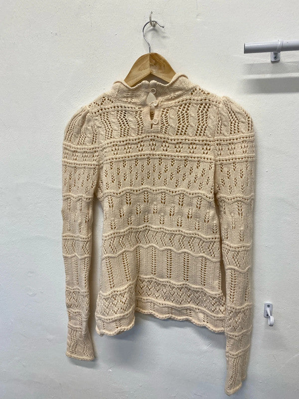 Fabulous Peach crochet knit wool blend jumper Uk10 JB001