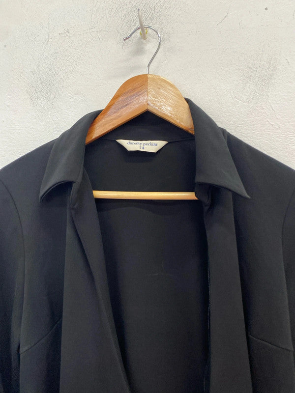 Lovely Dorothy Perkins wrap tie black blouse UK 14 PJ001