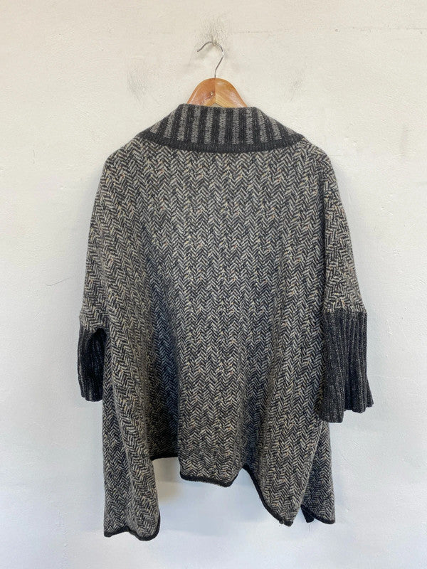 Chiaramente Stylish Grey Mix Buckle Detail Cardigan Size L MD002