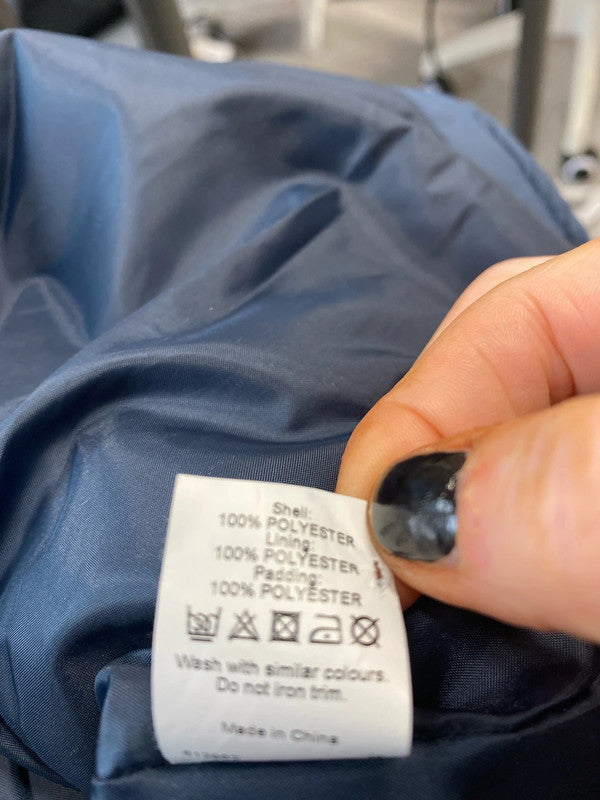 Fabulous River Island Navy quilted Jacket UK6 faux leather KM004