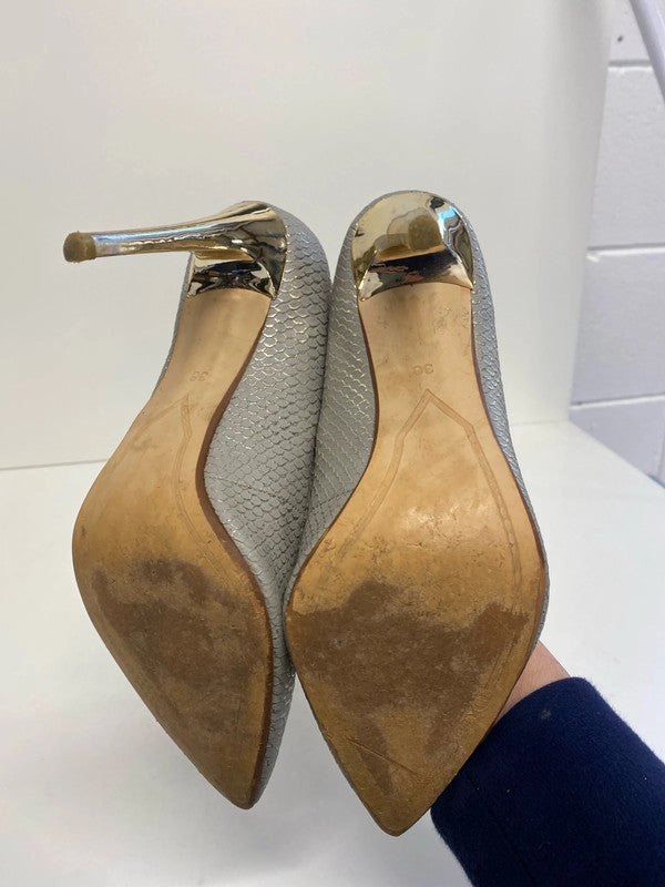 Fabulous Dune animal print grey stilettos Uk3 Eu 36 leather HDR01