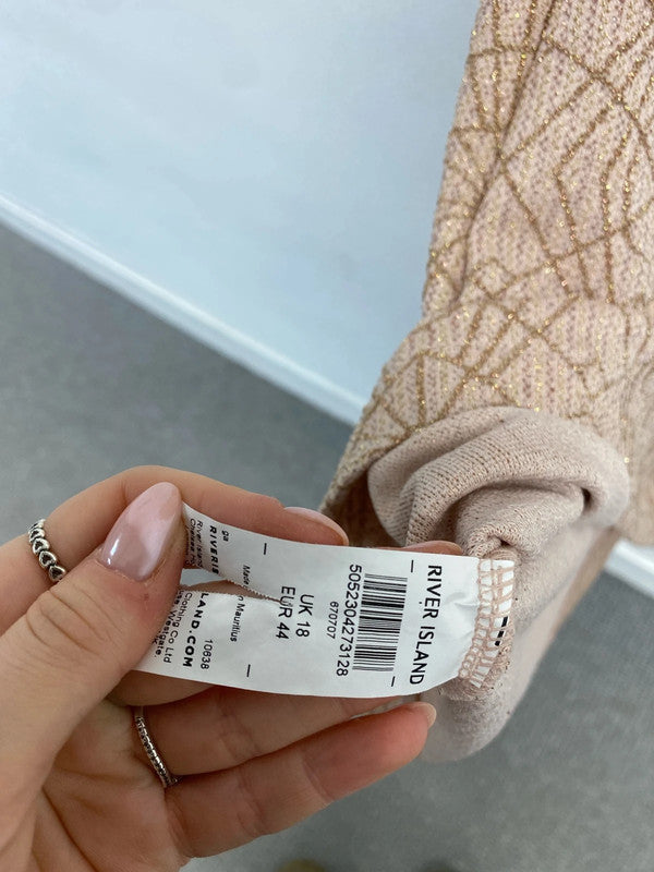 Lovely river island rose pattern sparkle shift dress UK 18 JB005