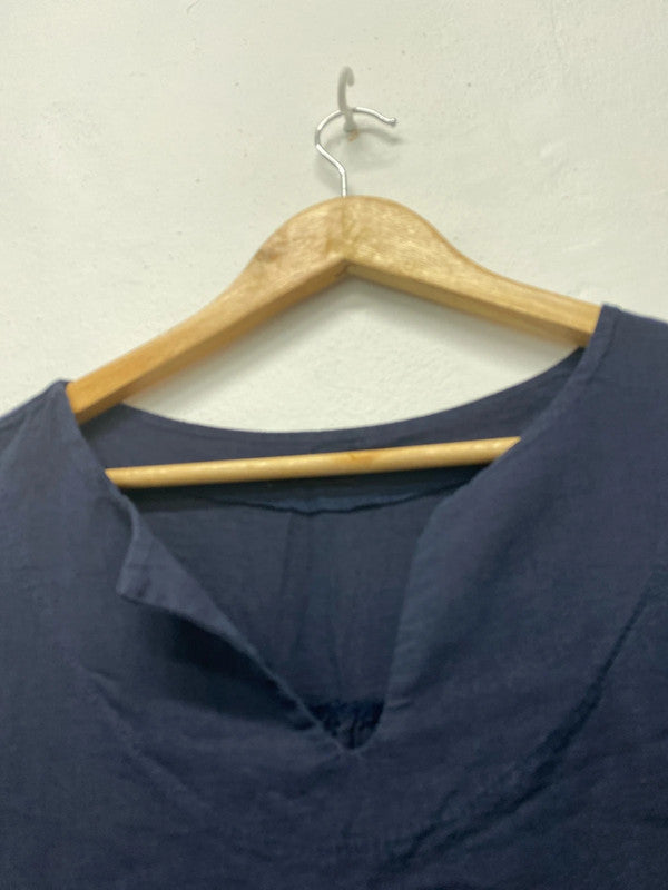 Fabulous Luca Vanucci Linen blend navy tunic dress midi classic UkS MM005