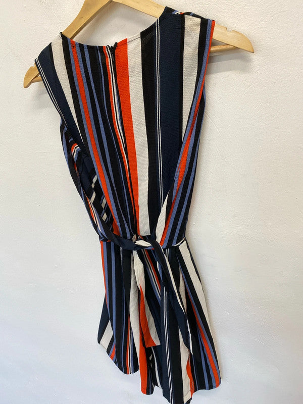 Fab A X Paris striped Playsuit sunset vibes Uk14 crepe GW001