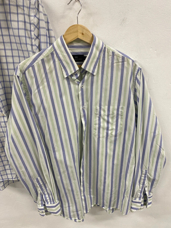 Duo of Mens classic shirts stripe check 16.5 Charles Tyrwhitt M&S bundle 61 JS004