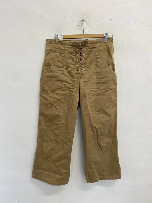 Fabulous American ALC cropped trousers corset tie Uk14 sand AC002