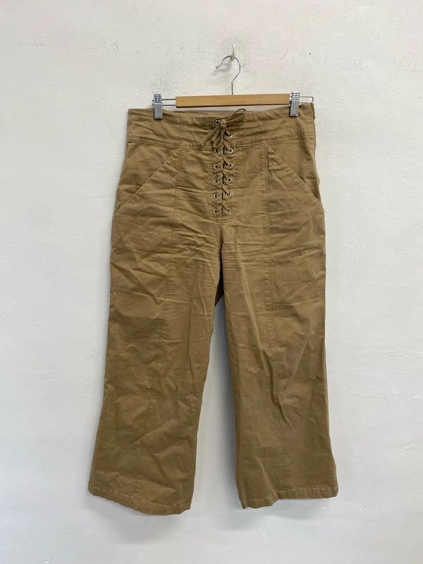 Fabulous American ALC cropped trousers corset tie Uk14 sand AC002