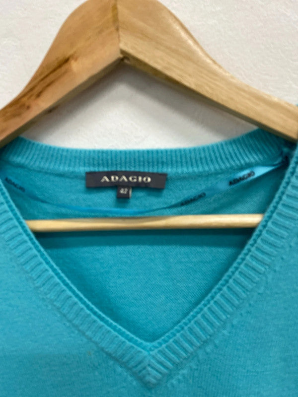 Fabulous Italian Adagio double V neck tight knit jumper Uk12/14 KD001