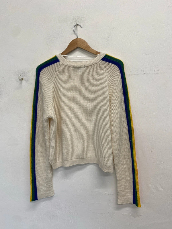 Stunning Primark cream rainbow knit jumper UK L JR001