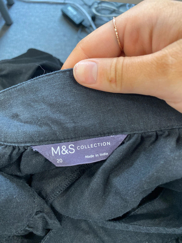 Fun and flirty M&S Linen blend summer smock dress uk 20 NC001