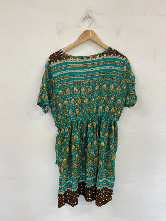 Lamiu Gorgeous Boho Green Midi Dress UK 16 RG021