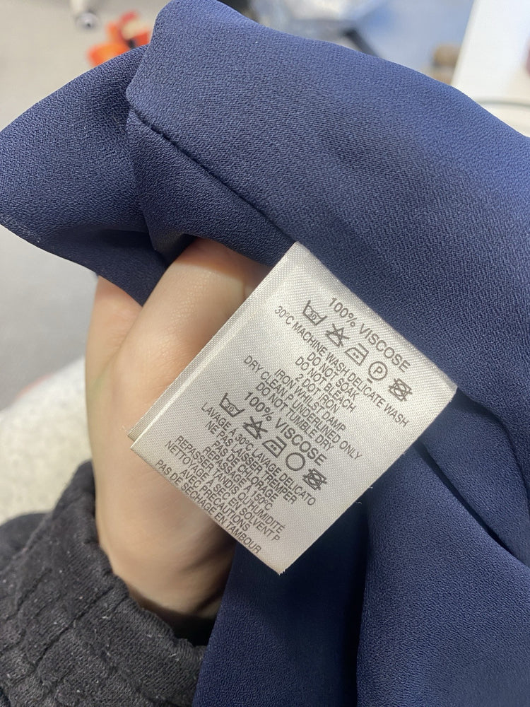 Stunning Hobbs Cream Navy Polka dot Midi Skirt Frill Hem UK 12 LW005