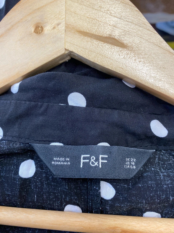 Fabulous F&F spotty tunic shirt dress Uk22 monochrome IM001